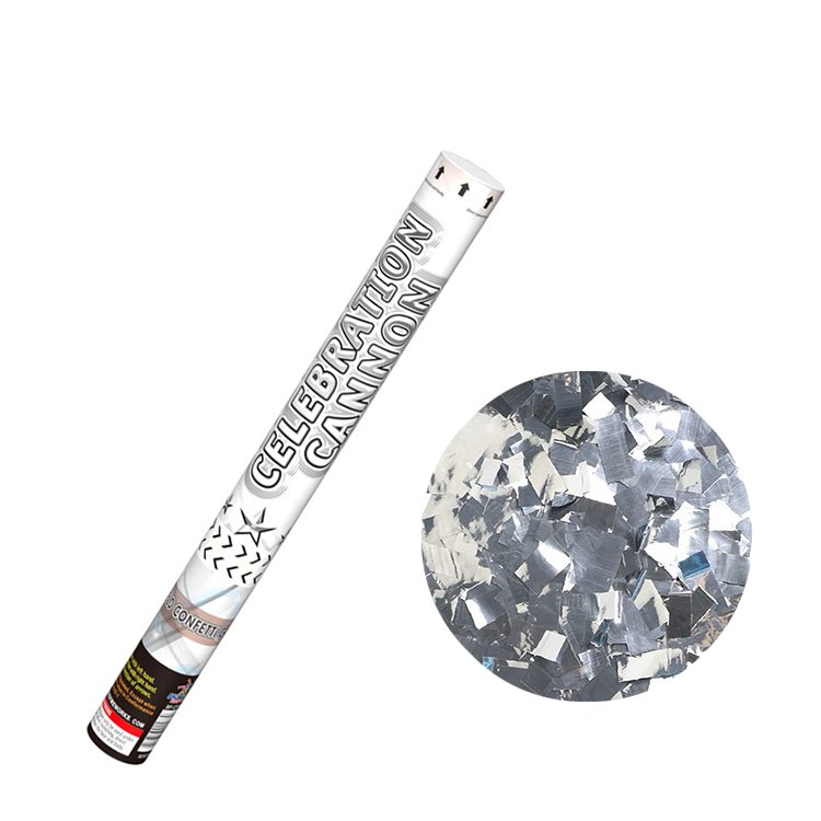 20inch Wedding Celebration Confetti Cannon - Silver Metallic 36Pcs